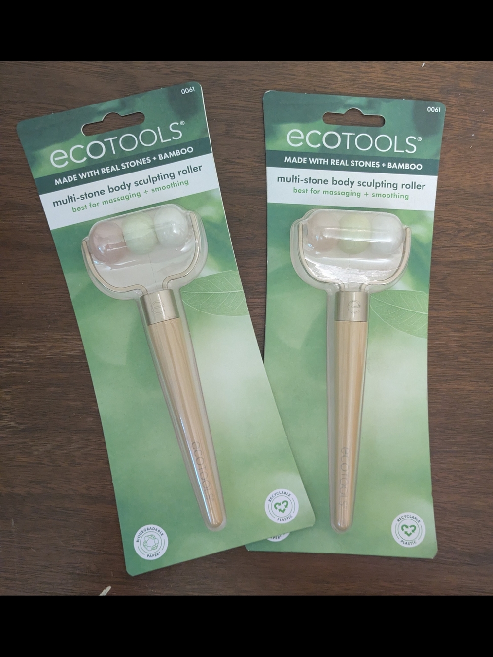ecotools Bamboo Multi-Stone Body Roller — Green & Cream Spheres NWT